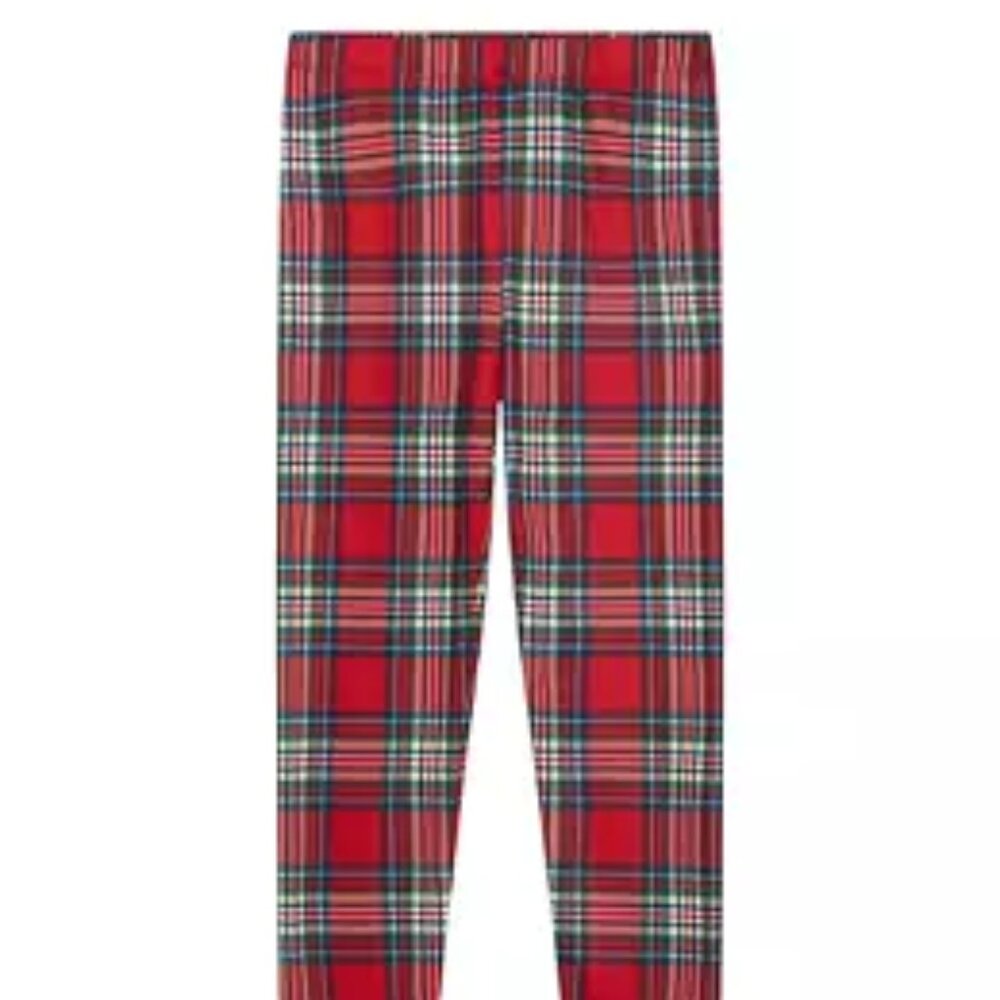 Beautees Girls Red Plaid Knit Leggings/NWT/5